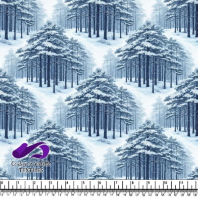 Snow covered pine forest in winter landscape