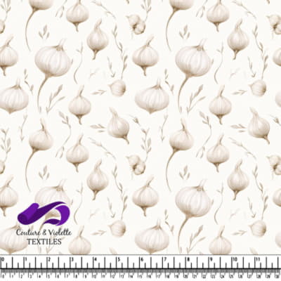 Ail et Herbes Dessinés à la Main sur Fond Blanc