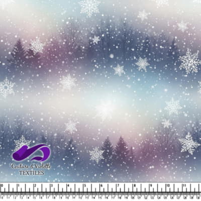 Winter Forest Snowfall Background with Snowflakes