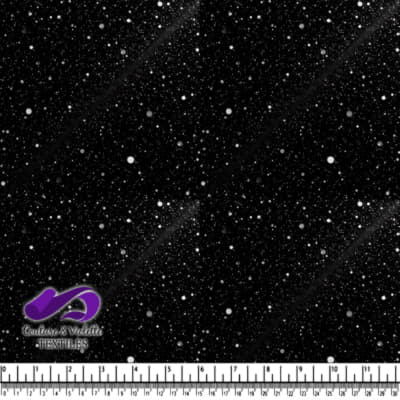 Black Fabric with White Random Star Dot Pattern