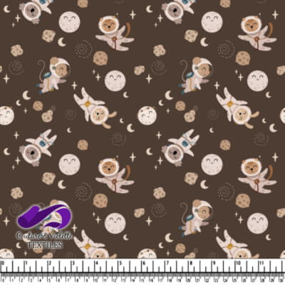 Cute Dogs In Space Pattern On Brown Background