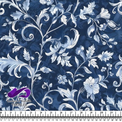 Motif Floral Vintage Élégant en Bleu