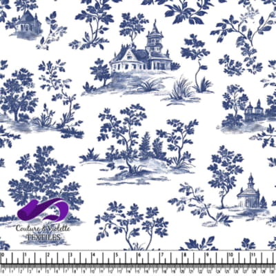 Blue and White Vintage Country Cottage Pattern Textile
