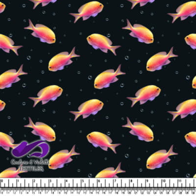 Colorful Tropical Fish on Black Background