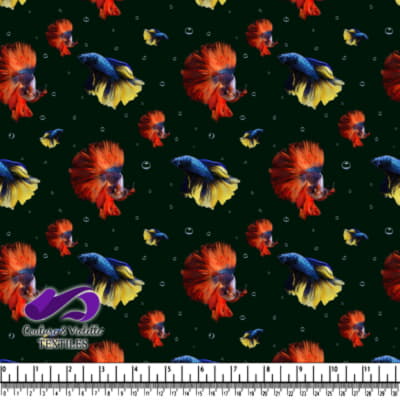 Colorful Siamese Fighting Fish Pattern on Black Background