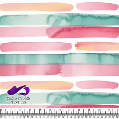 Motif de Rayures Aquarelle avec des Tons Roses, Verts et Pêches