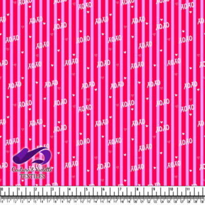 Pink Striped Fabric Pattern with XOXO and Hearts Design