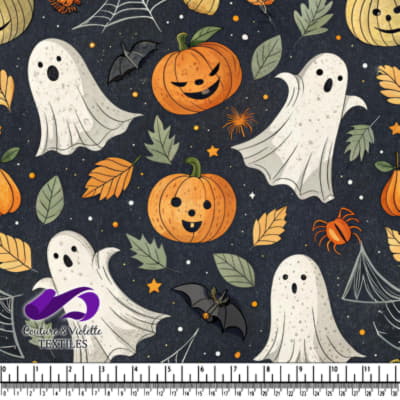 Motif Mignon avec Fantômes, Citrouilles et Chauves-souris pour Halloween