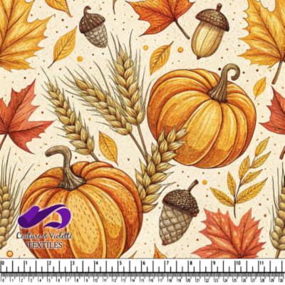 Récolte d'Automne avec Citrouilles et Glands