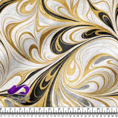 Motif Tourbillon en Marbre Noir et Or