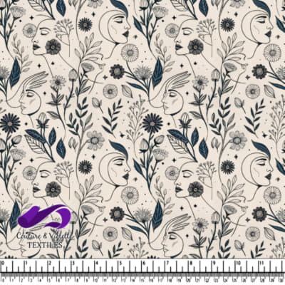 Floral Faces and Leaves Pattern