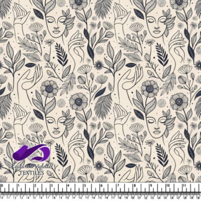 Illustration de Visages Floraux et Feuilles