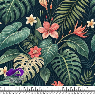 Tropical Leaves and Flowers Pattern