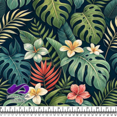 Tropical Leaves and Exotic Flowers Pattern