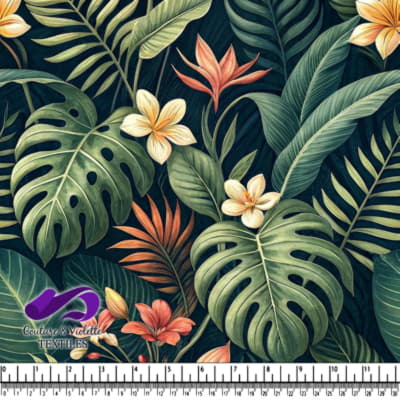 Tropical Leaves and Flowers Pattern
