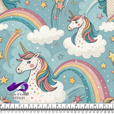 Unicorns Rainbows and Stars Pattern