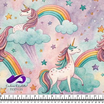 Unicorns Rainbows and Stars Fantasy Sky