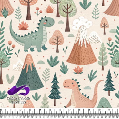 Cute Dinosaurs in a Forest Scene