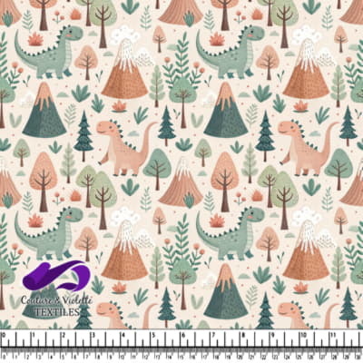 Cute Dinosaurs in a Forest Scene