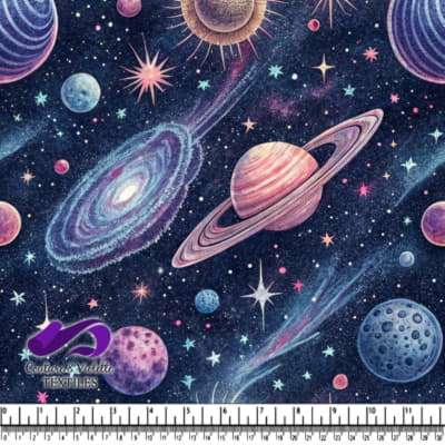 Colorful Planets and Stars in Space