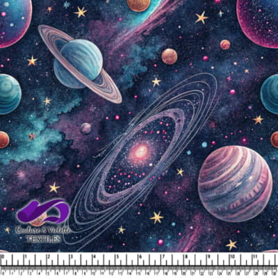 Mystical Cosmic Galaxy with Planets