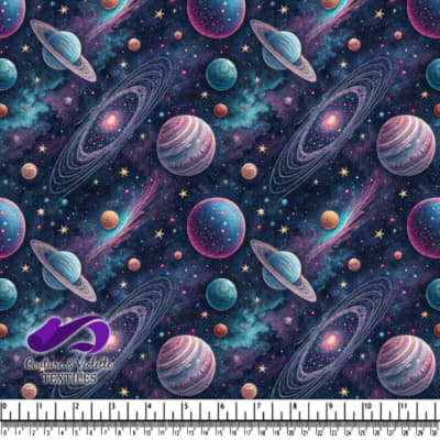 Mystical Cosmic Galaxy with Planets