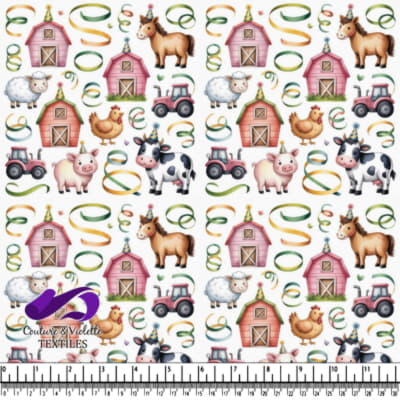 Scène de Fête avec Animaux de Ferme et Granges