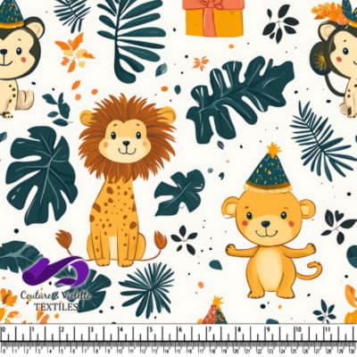 Motif d'Animaux de Jungle Adorables avec Feuilles