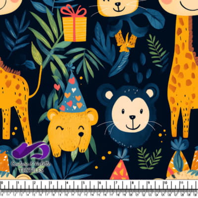 Motif de Célébration d'Anniversaire avec Animaux de la Jungle
