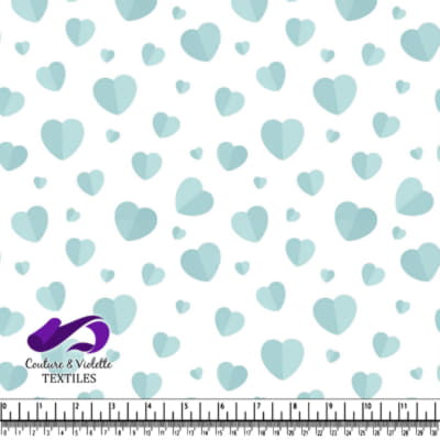 Motif de Cœurs Bleus sur Fond Blanc