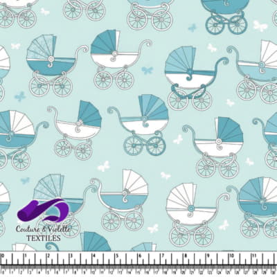 Motif de Poussette de Bébé Vintage Bleu