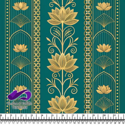 Motif Décoratif Floral Lotus Doré