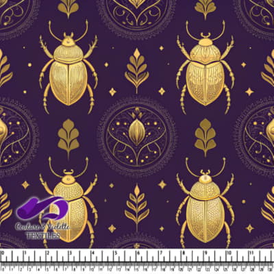 Golden Scarab Pattern on Purple Background