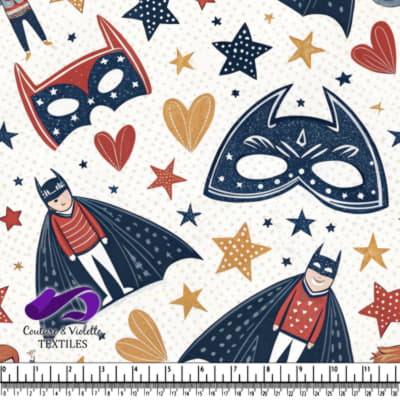 Motif Super-héros Garçon avec Étoiles et Cœurs