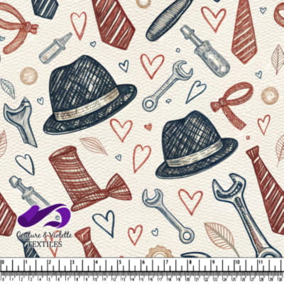 Vintage Hats Tools and Hearts Pattern