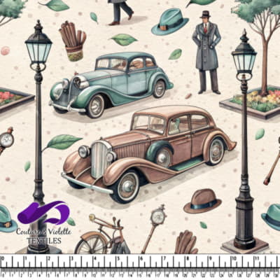 Vintage Cars Hats and Classic Style Pattern