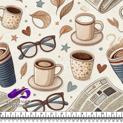 Motif de Café et Lecture pour Matin Douillet