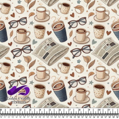 Motif de Café et Lecture pour Matin Douillet