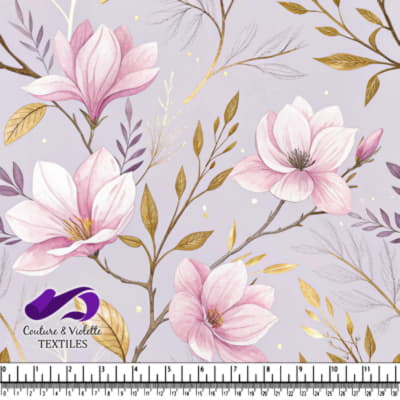 Fleurs Roses Délicates sur Branches de Lavande