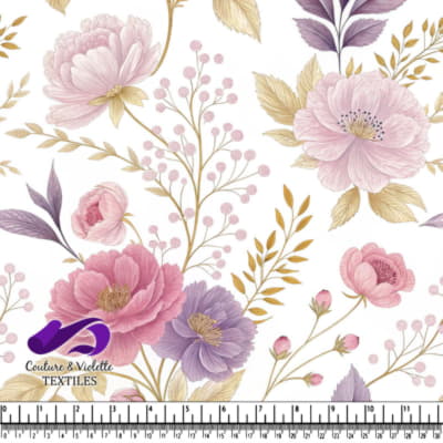 Motif Floral Délicat en Rose et Violet