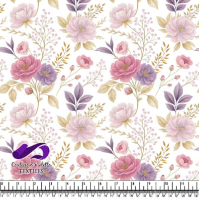 Motif Floral Délicat en Rose et Violet