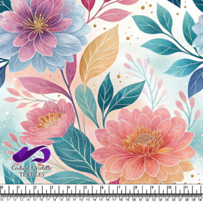 Jardin Floral Pastel avec Feuilles