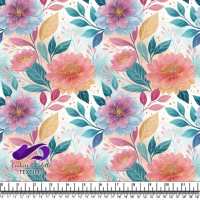 Jardin Floral Pastel avec Feuilles