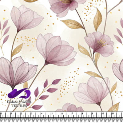 Motif Floral Délicat Rose et Or