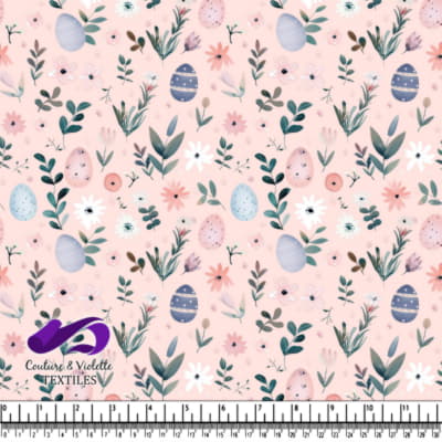 Motif Floral de Pâques sur Fond Rose Pâle