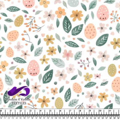 Motif Floral Pastel et Oeufs