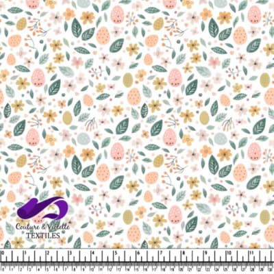 Motif Floral Pastel et Oeufs