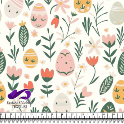 Motif Œufs de Pâques et Fleurs