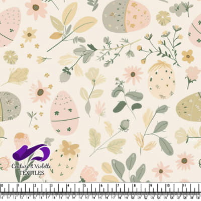 Motif Floral de Pâques avec Œufs Pastel