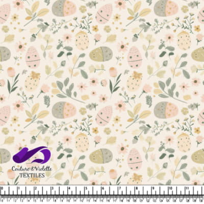 Motif Floral de Pâques avec Œufs Pastel